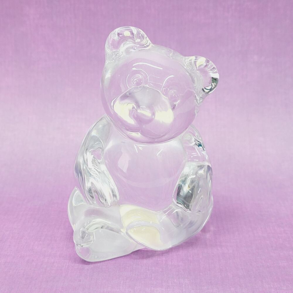 Vintage Princess House Pets Bear Figurine Clear 24% Lead Crystal Collectible